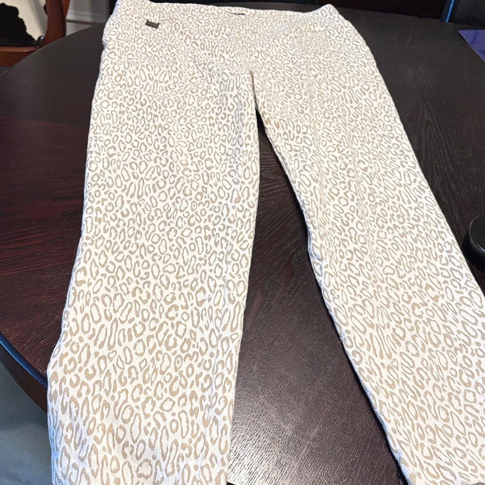 Neutral Leopard Print Stretch Pants - image 1